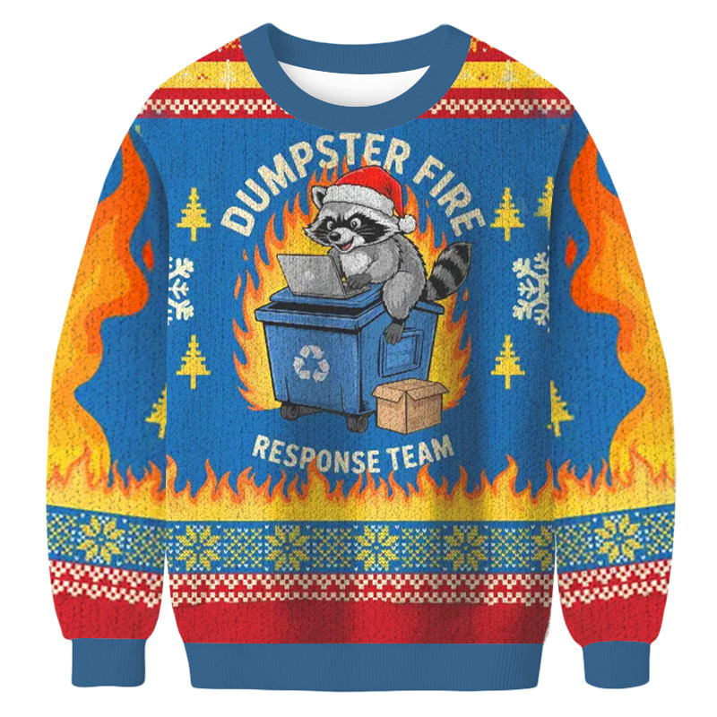 Dumpster Fire Response Team Raccoon Christmas Ugly Sweater Holiday Clothing Husband Xmas Gift