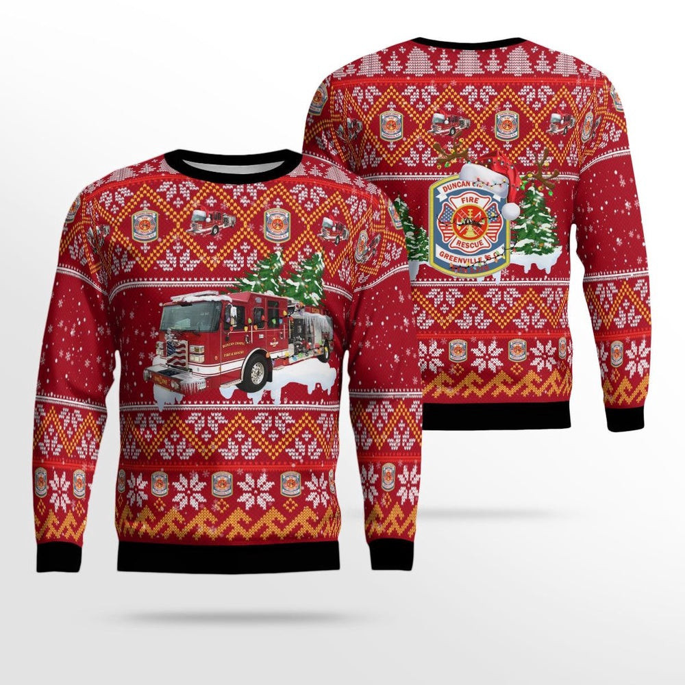 Duncan Chapel Fire District Hawaiian Shirt Christmas AOP Ugly Sweater Xmas Unisex Sweater Christmas Gifts For Men Women