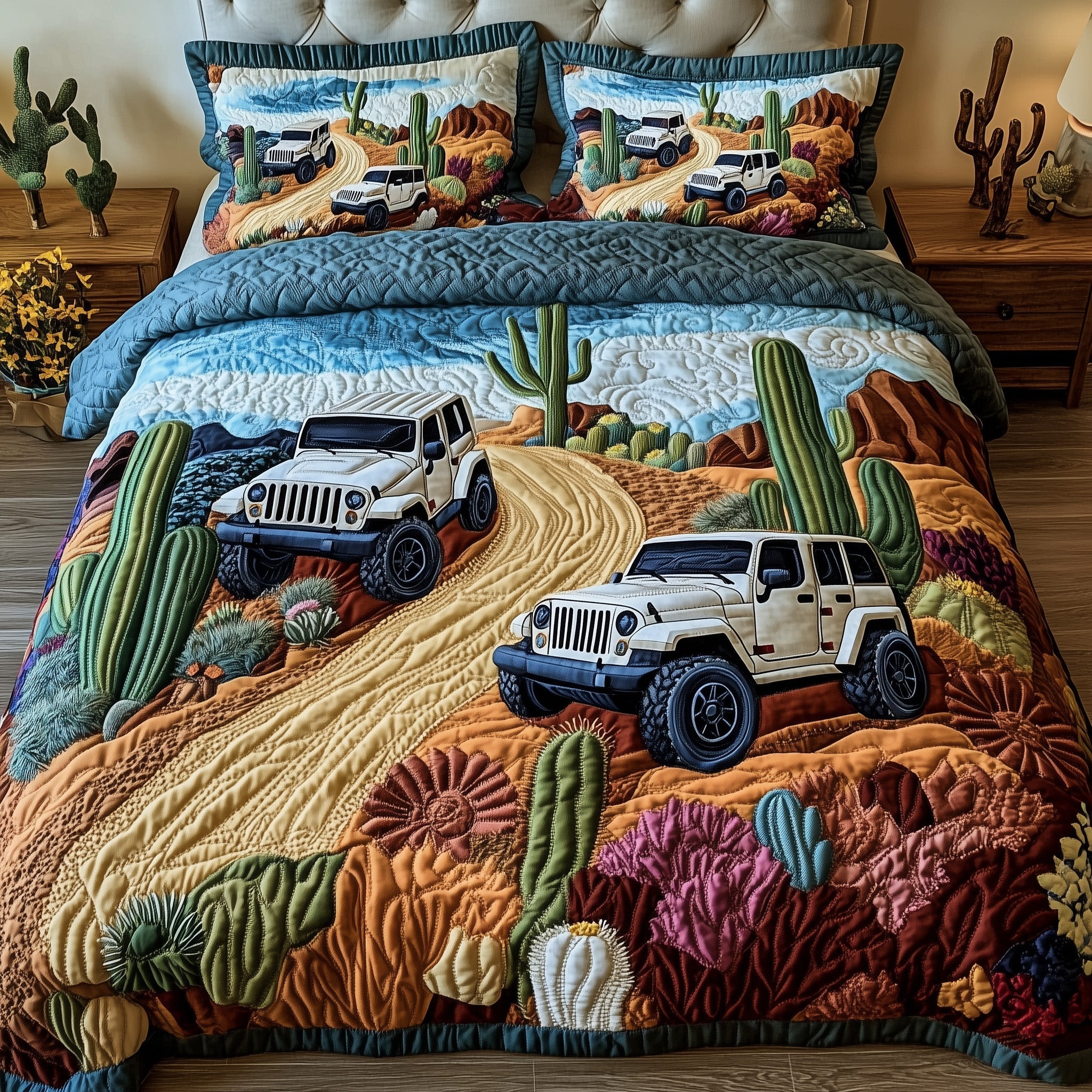 Dune Rider Quilted Bedding Set Duvet Cover Merchandise Christmas Cactus Gift