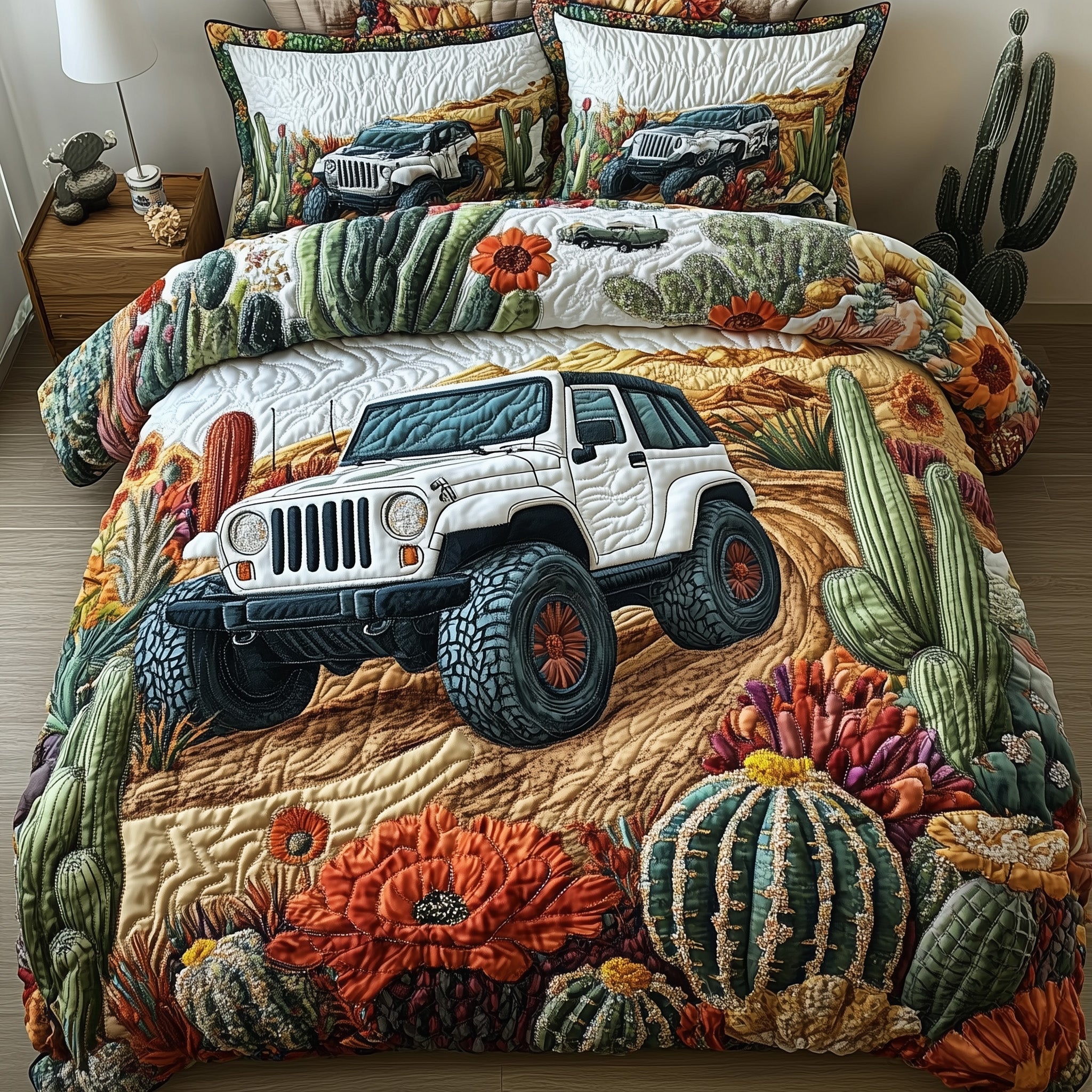 Dune Rider Quilted Bedding Set Duvet Cover Merchandise Gifts For Cactus Lovers