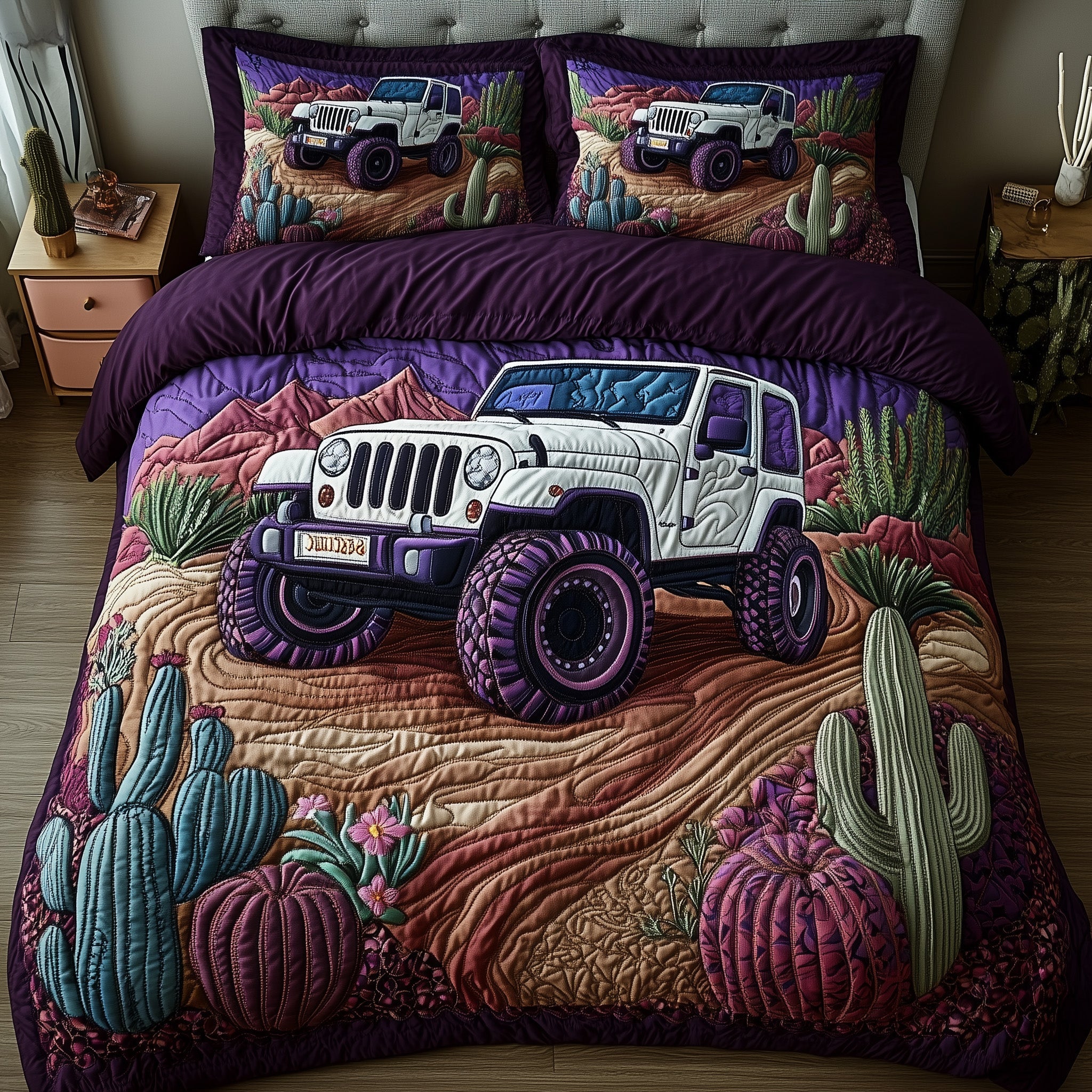Dune Rider Quilted Bedding Set Duvet Cover Merchandise Succulent Present Ideas