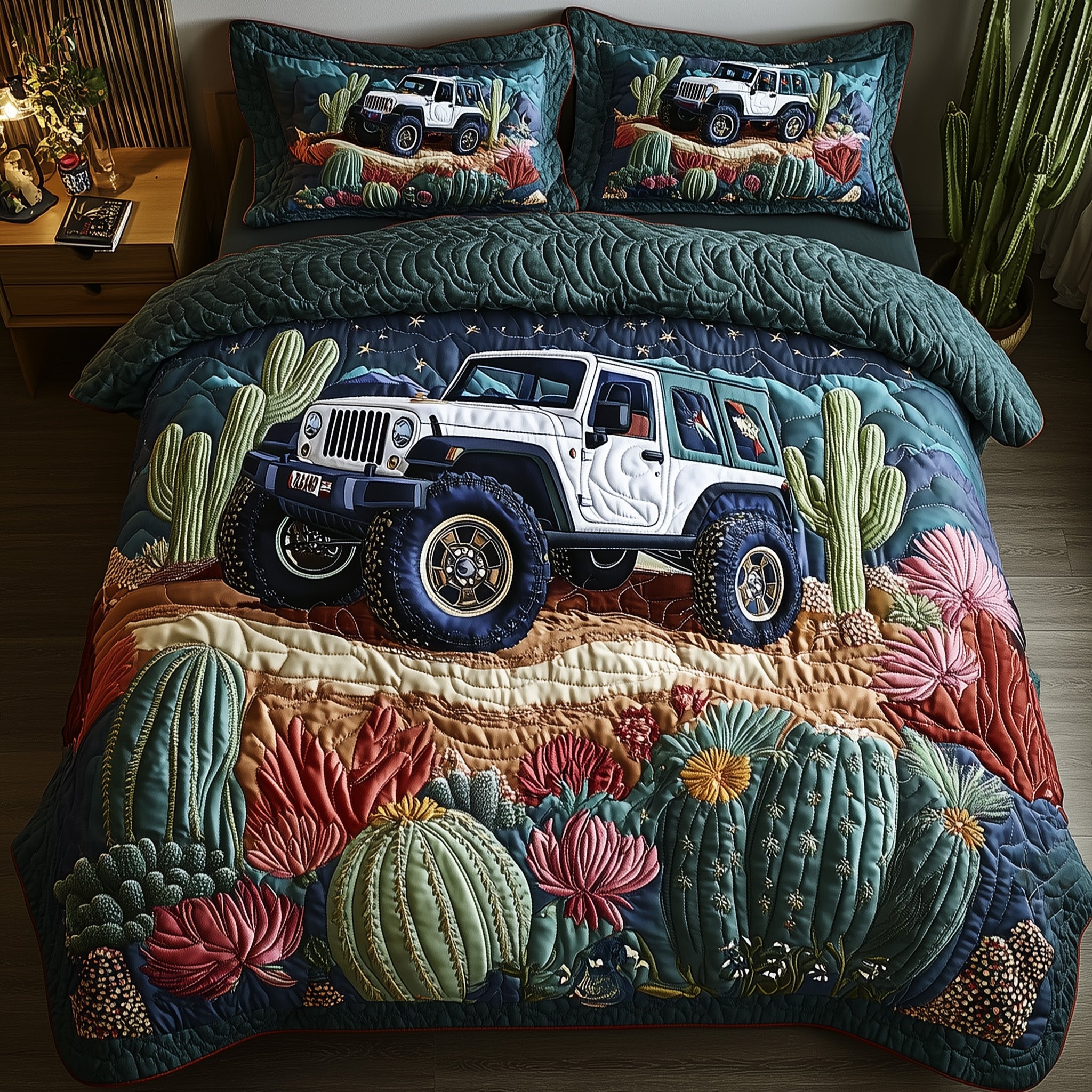 Dune Rider Quilted Bedding Set Duvet Cover Merchandise Succulent Themed Gifts