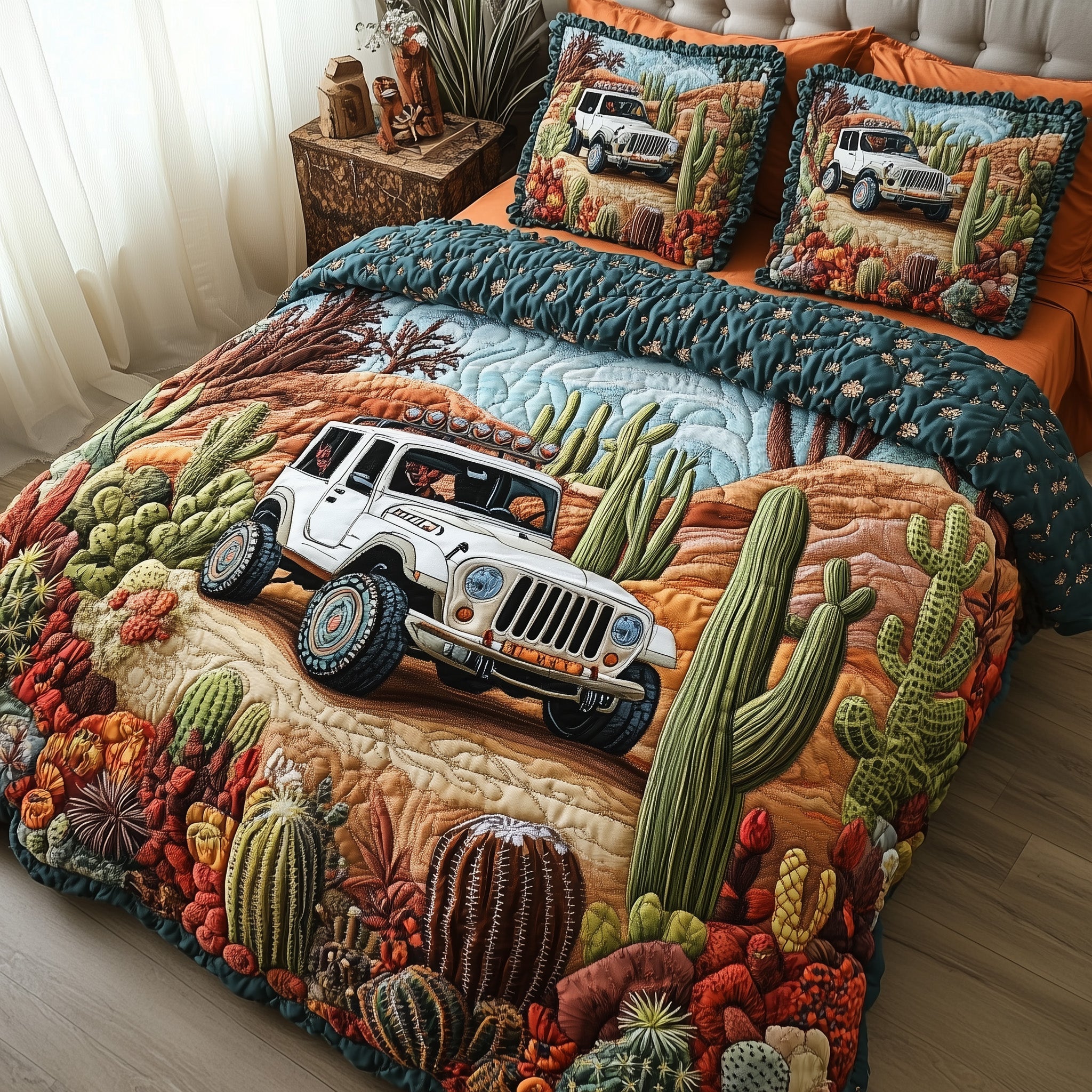 Dune Rider Quilted Bedding Set Duvet Cover Merchandise Unique Cactus Gifts Plant