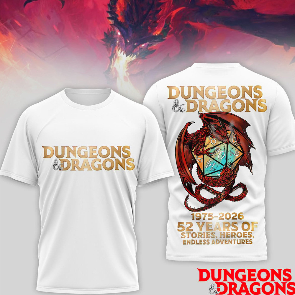 Dungeons And Dragons 1975 2026 52 Years Of Stories Heroes Endless Adventures T-Shirt Fan Merch