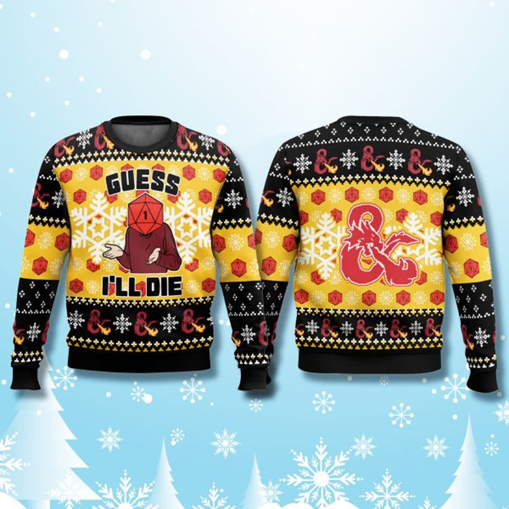Dungeons and Dragons Guess I'll Die Ugly Christmas Sweater Christmas Gift Ideas For Dad