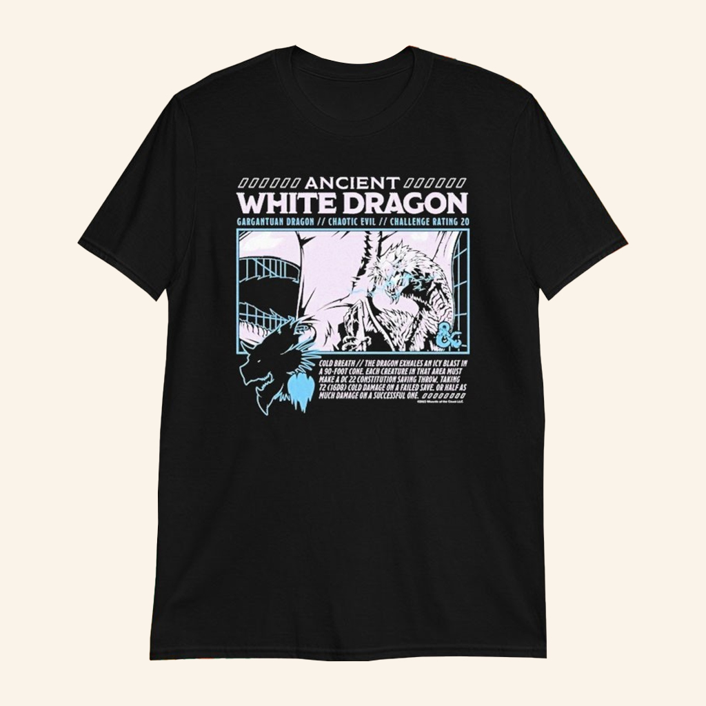 Dungeons And Dragons Merch Ancient White Dragon Stats T-Shirt Gifts For Game Lovers Dungeons And Dragons Merch Ancient White Dragon Stats T-Shirt Gifts For Game Lovers
