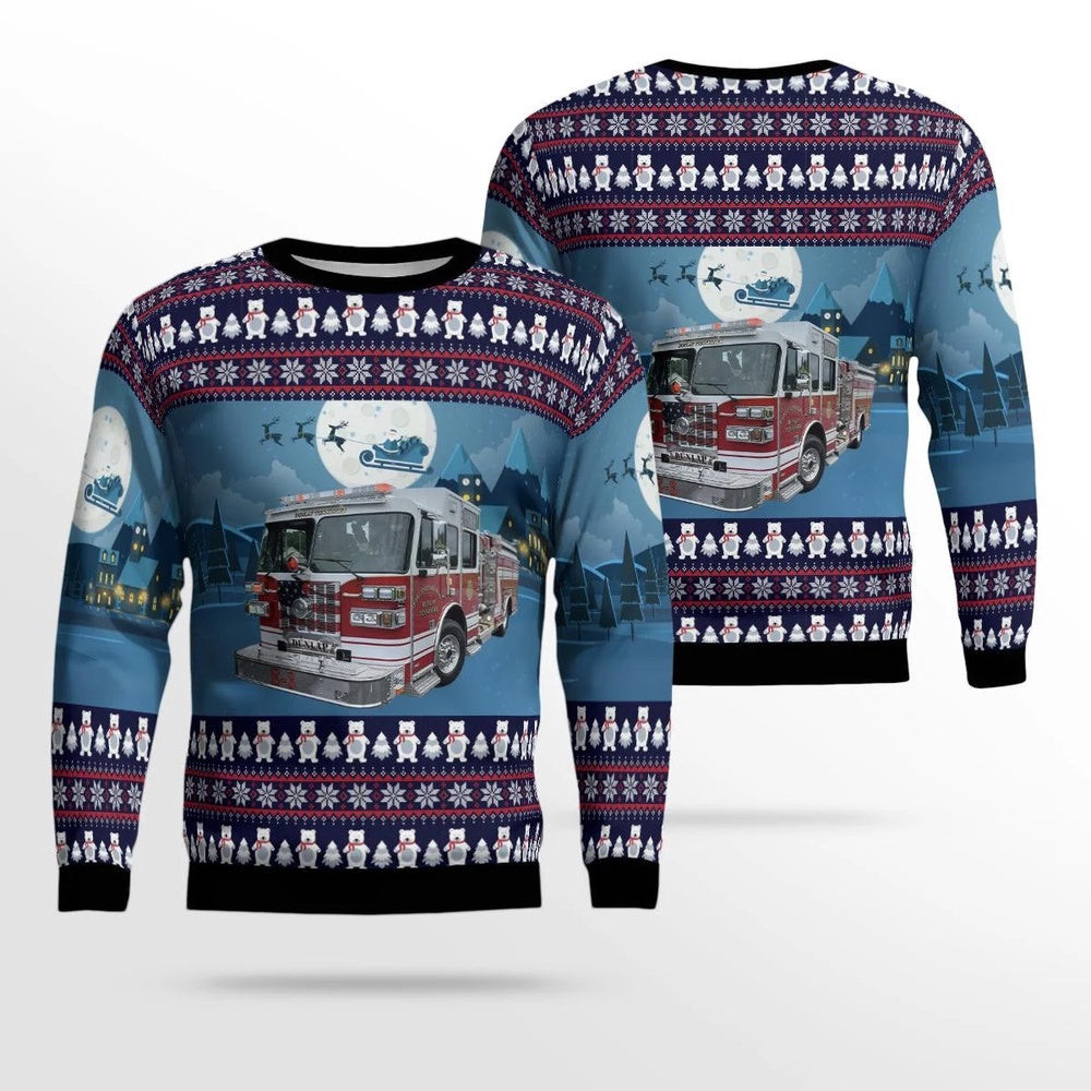 Dunlap Fire Department Dunlap Tennessee Christmas AOP Ugly Sweater Xmas Unisex Sweater Christmas Gifts For Men Women