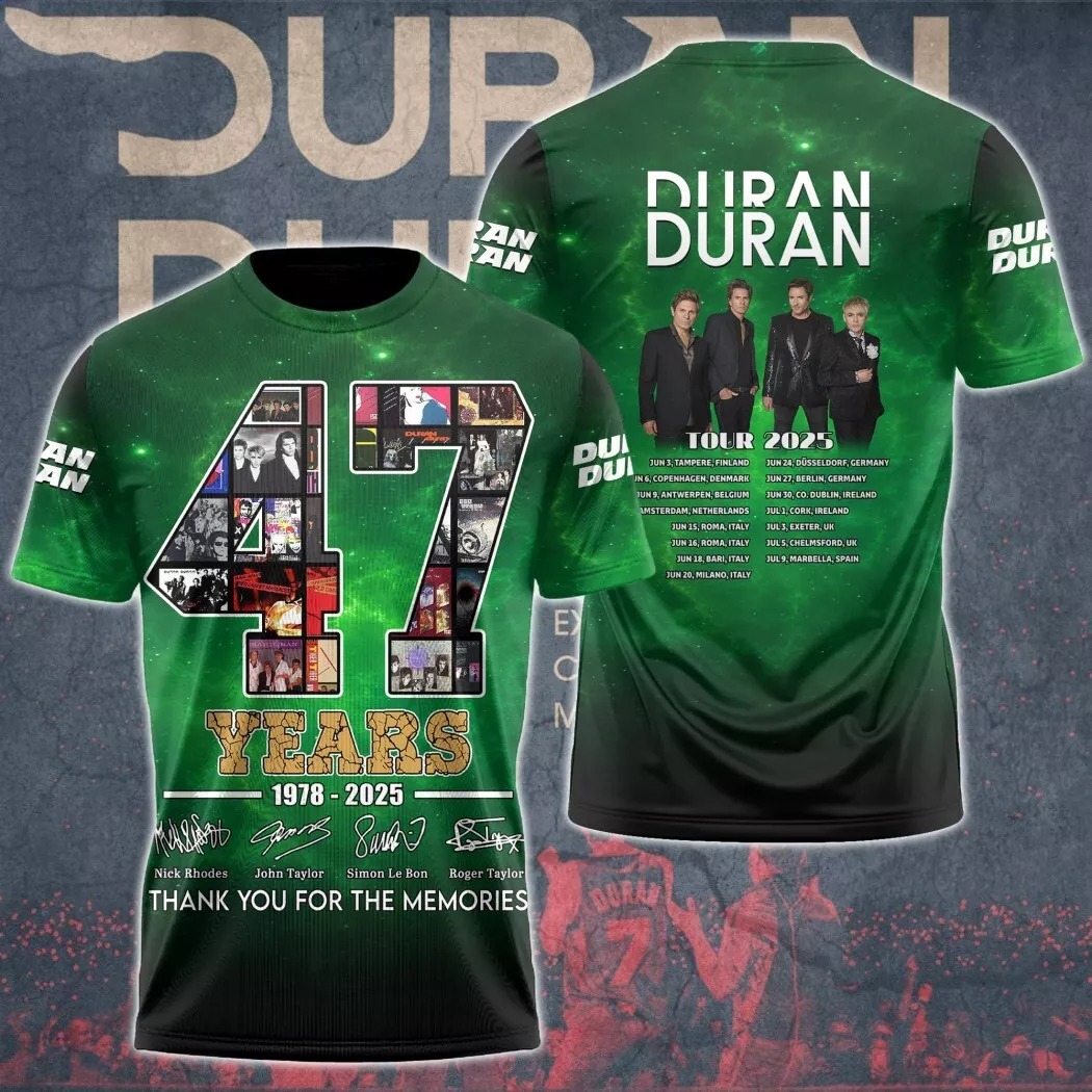 Duran Duran 47 Years 1978-2025 Signature Thank You For The Memories 3D T-Shirt Fans Gifts