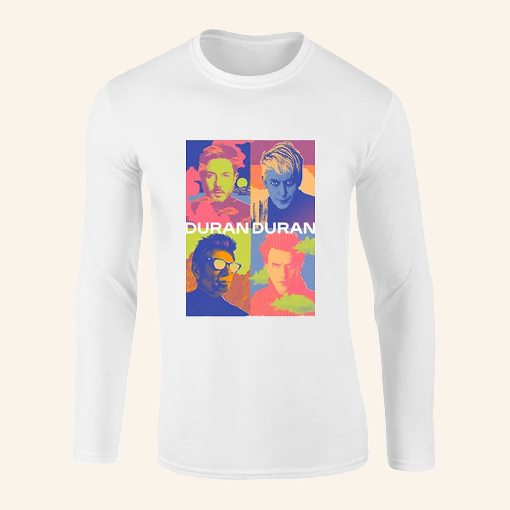 Duran Duran Merch Multicolour Bandshot White Long Sleeve Shirt Gifts For Band Lovers