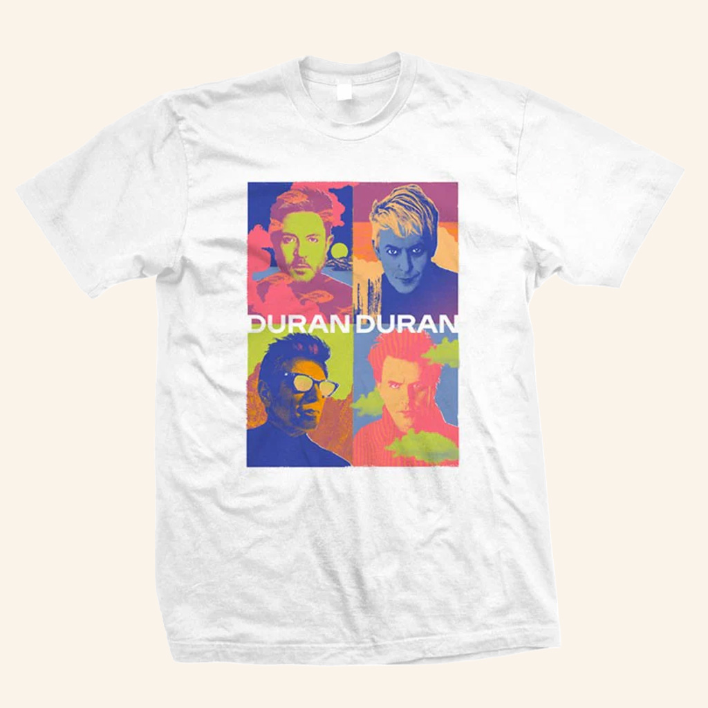 Duran Duran Merch Multicolour Bandshot White T-Shirt Best Gifts For Band Lovers