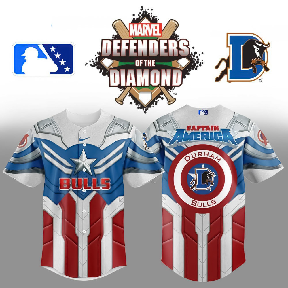 Durham Bulls x Marvel Defenders Of The Diamond Baseball Jersey Baseball Team Gift Ideas