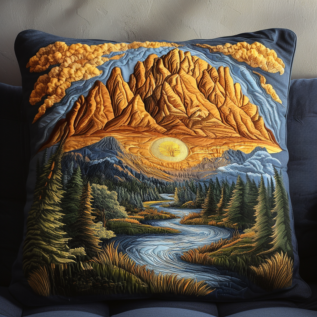 Dusk Ridge Quilted Pillow Case Throw Pillow Cases Gifts For Someone Who Loves Nature