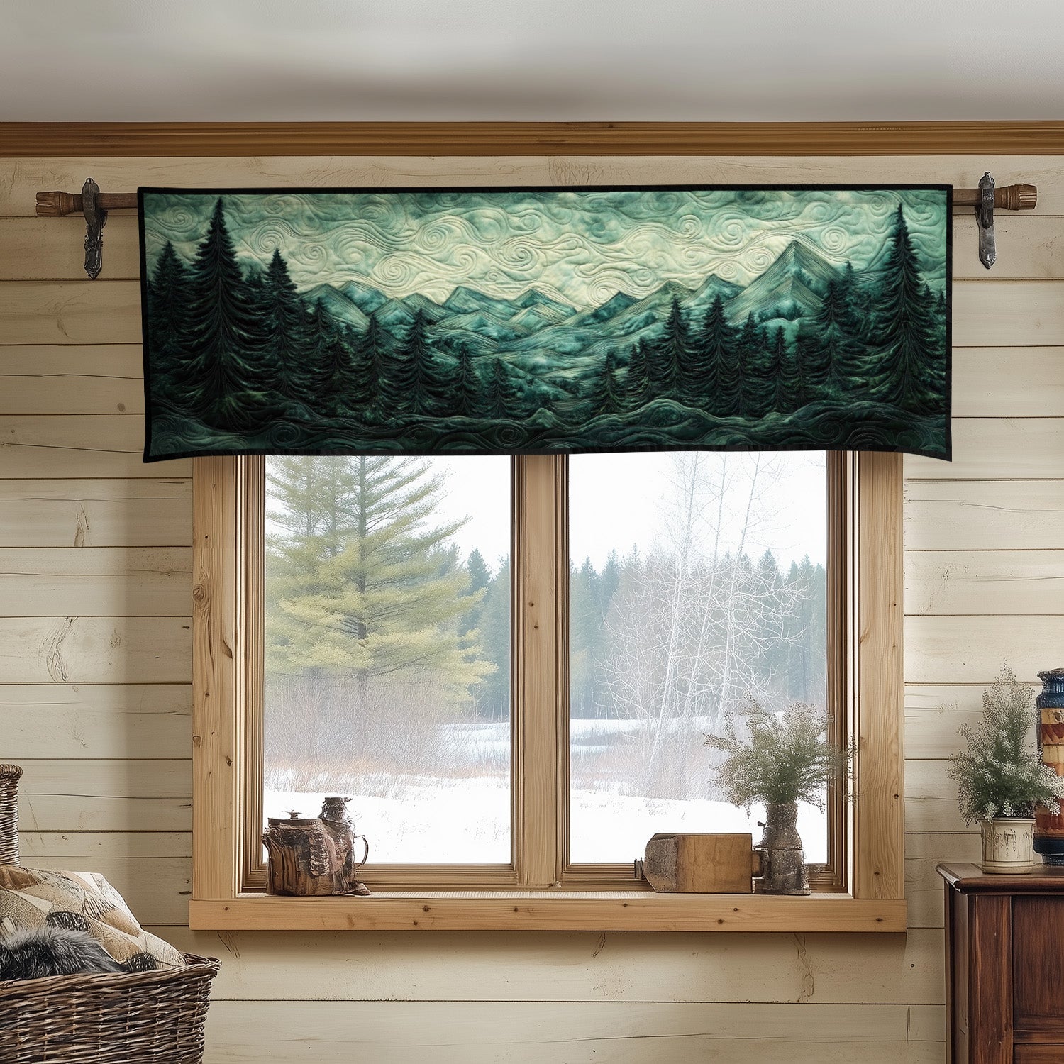 Dusky Pines Quilted Valance Front Entryway Ideas Gifts For Forest Lovers
