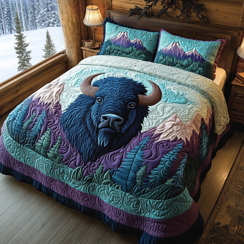 Dust Storm Quilted Bedding Set Cool Bedroom Decor Unique Gifts For Bison Lovers
