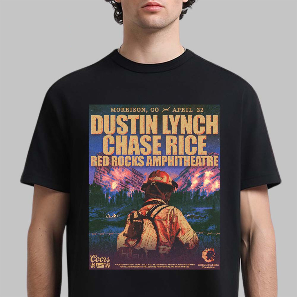 Dustin Lynch And Chase Rice Live At Red Rocks Amphitheatre On April 22 2026 In Morrison Colorado T-Shirt