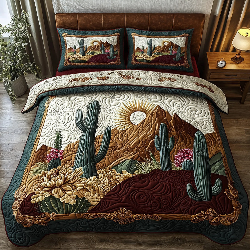 Dusty Bloom Quilted Bedding Set Christmas Duvet Cover Great CactusLover Gifts