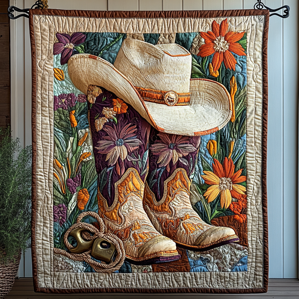 Dusty Trails Quilted Blanket Gift For Cow Lover