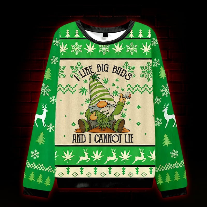 Dwarf I Like Big Buds Ugly Christmas Sweater Funny Character Xmas Holiday Gifts For Her
