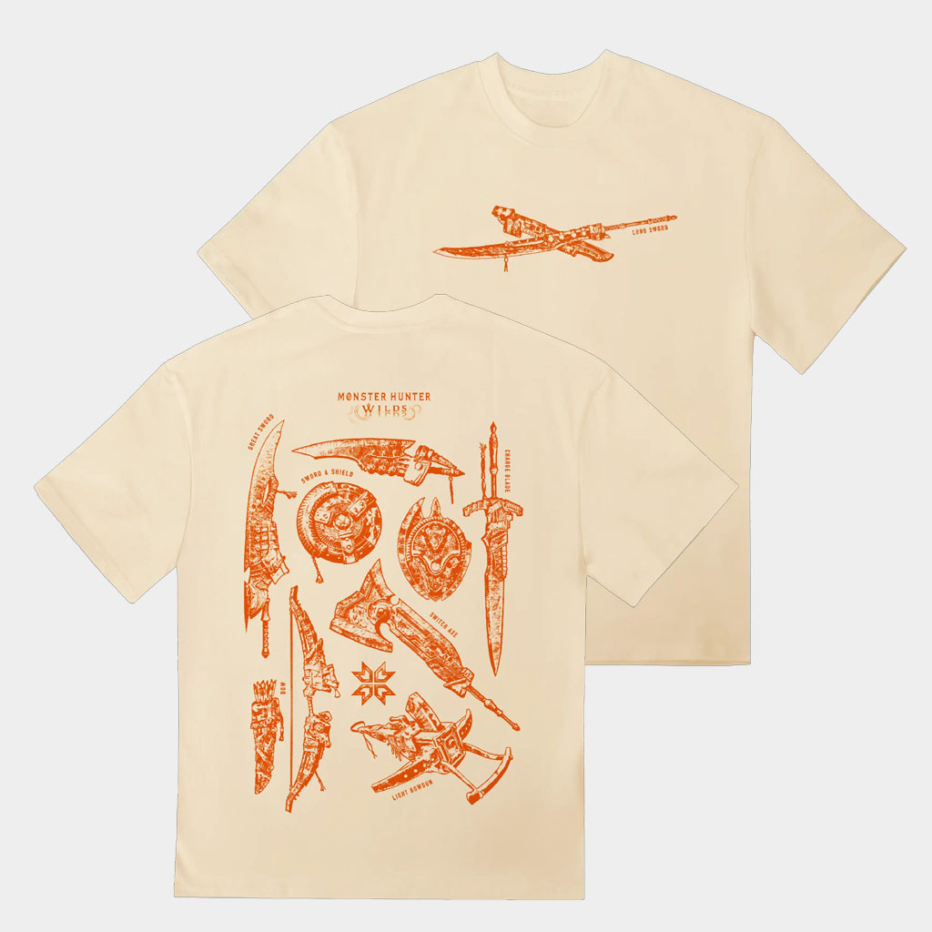 Dyenamik Merch Monster Hunter Weapons T-Shirt Birthday Gift Ideas For Son