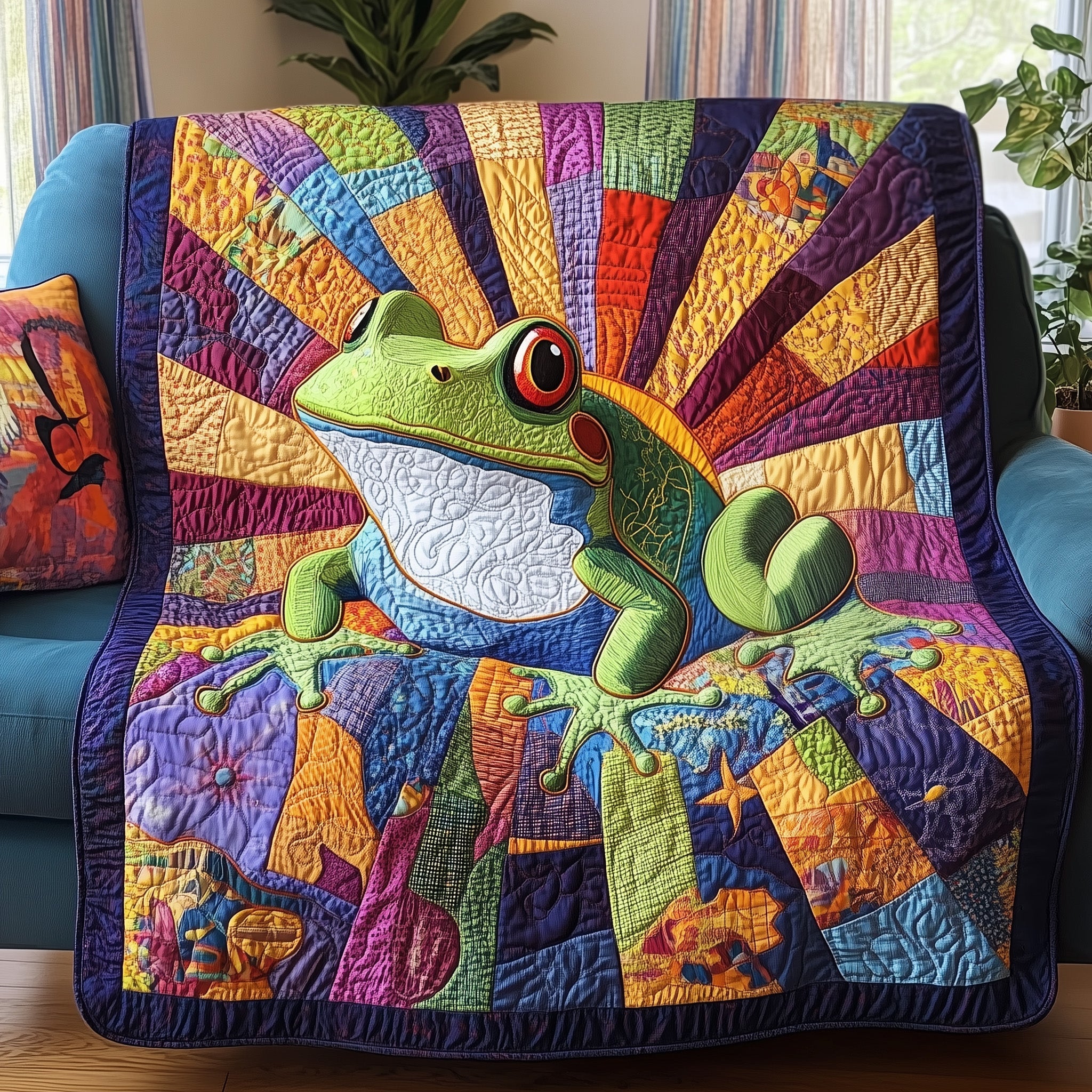 Dynamic Frog Quilted Blanket Couch Throw BlanketCute Frog Gifts