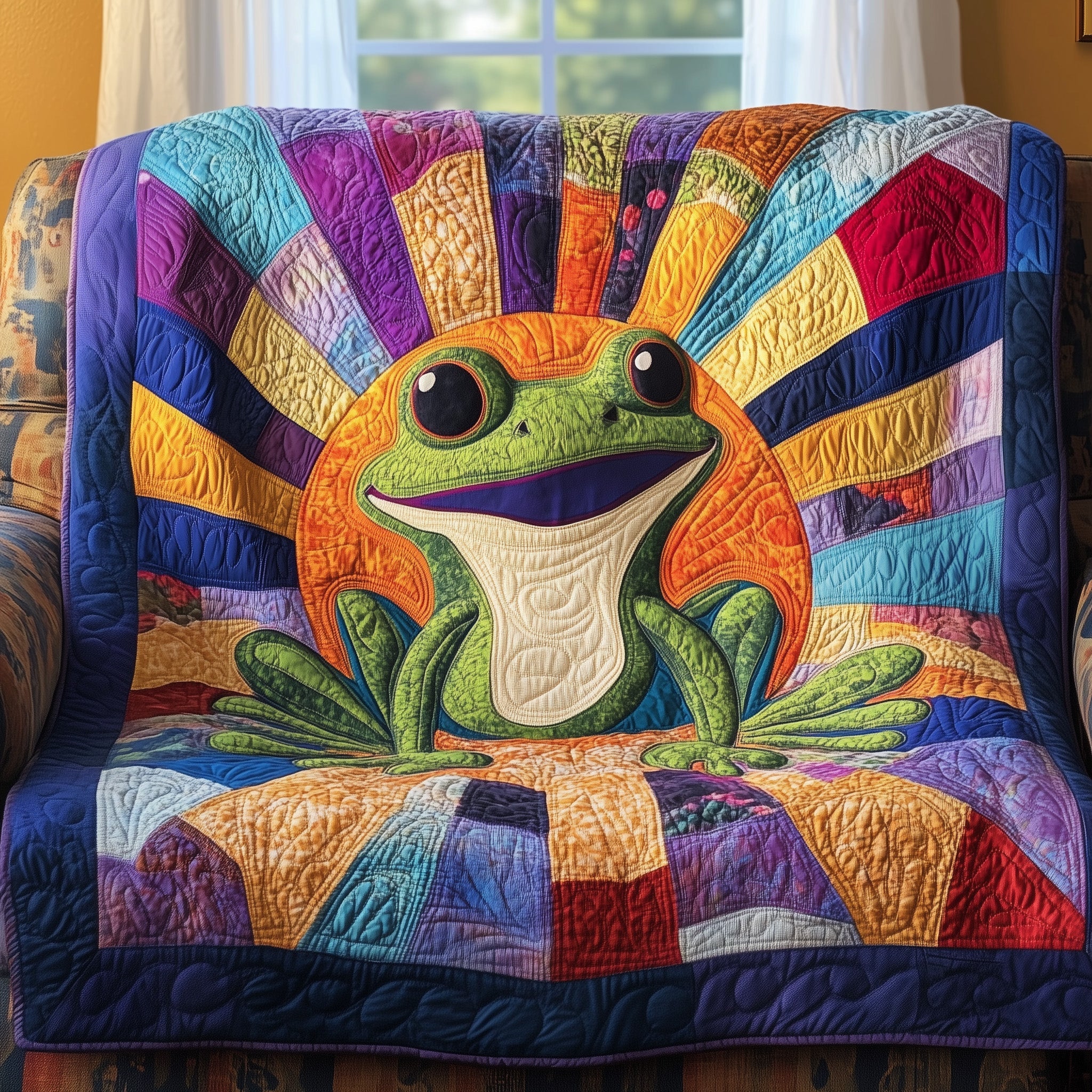Dynamic Frog Quilted Blanket Couch Throw BlanketFrog Gifts For Adults
