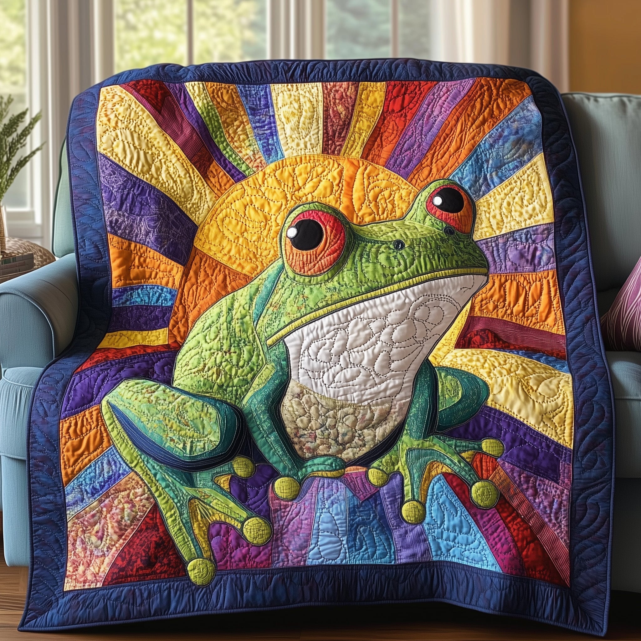 Dynamic Frog Quilted Blanket Couch Throw BlanketFrog Gifts For Her