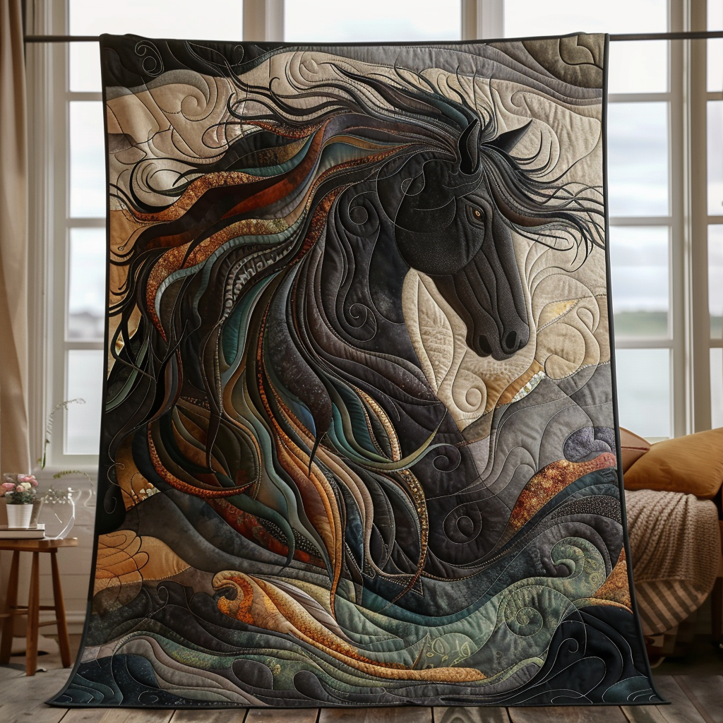 Dynamic Horse Design Quilted Blanket Gift For Horse Lover