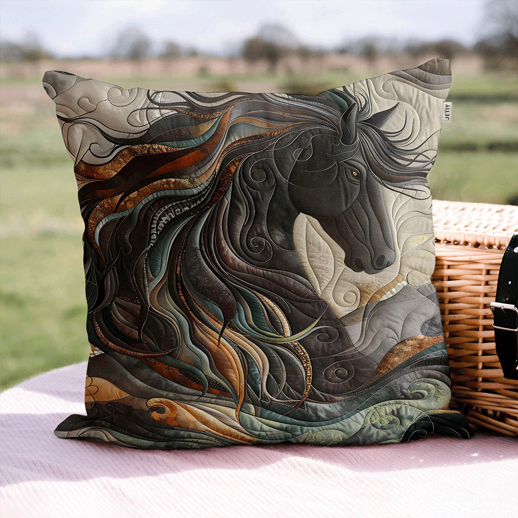 Dynamic Horse Design Quilted Pillow Case Animal Theme Aesthetic Home Decor Horse Lover Gifts