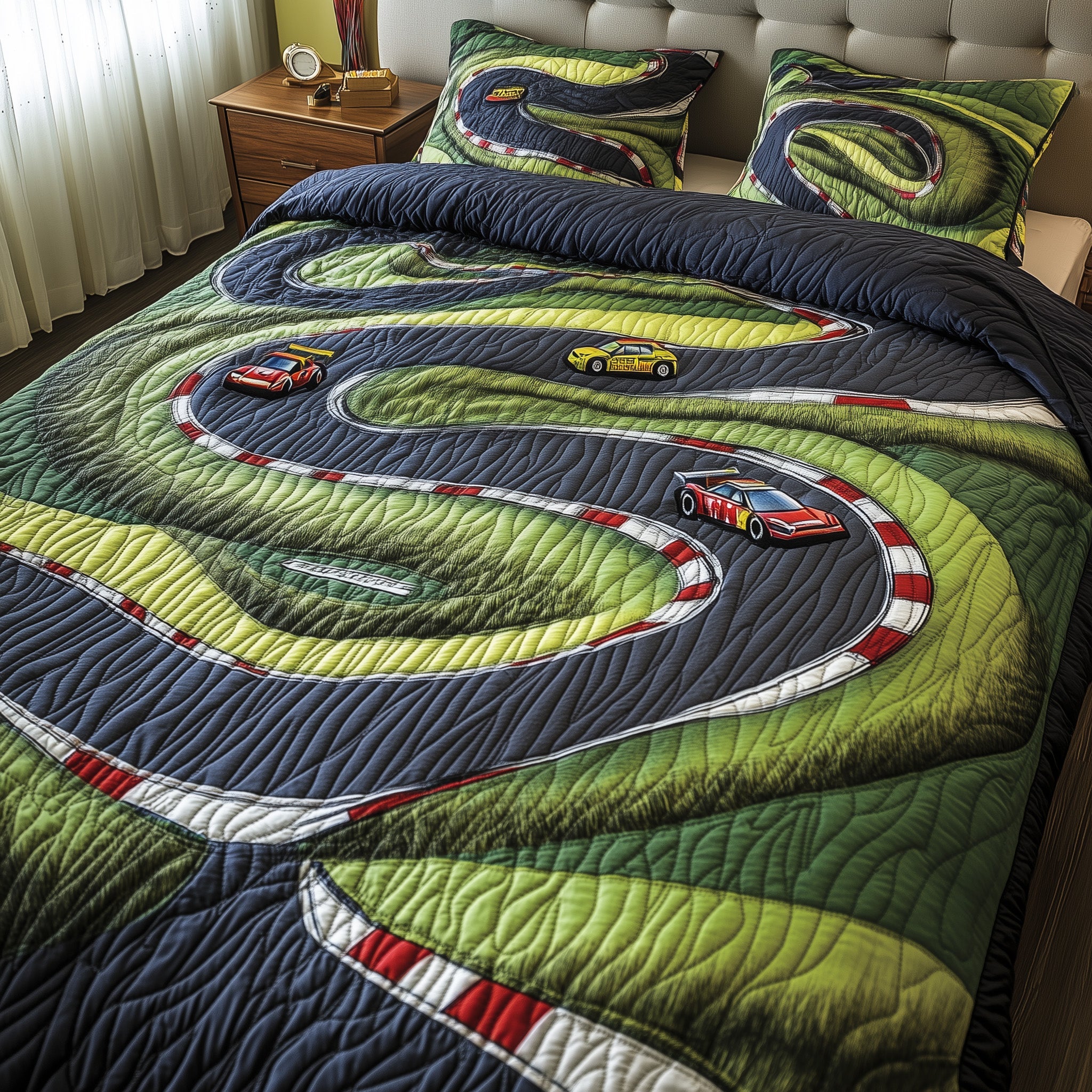 Dynamic Racing Chase Quilted Bedding Set Duvet Cover Merchandise Motorsport Gifts For Him