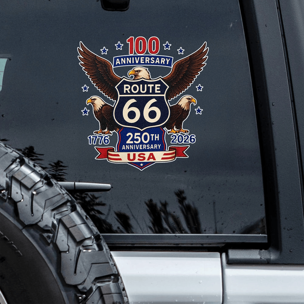 Eagle 100 Years Of Route 66 And 250 Years Of Usa Car Window Decal Patriotic Decor