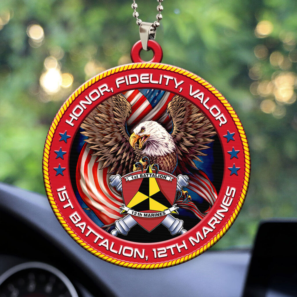 Eagle 1st Battalion 12th Marines Car Ornament Honor Fidelity Valor Car Hanging Decor Gifts