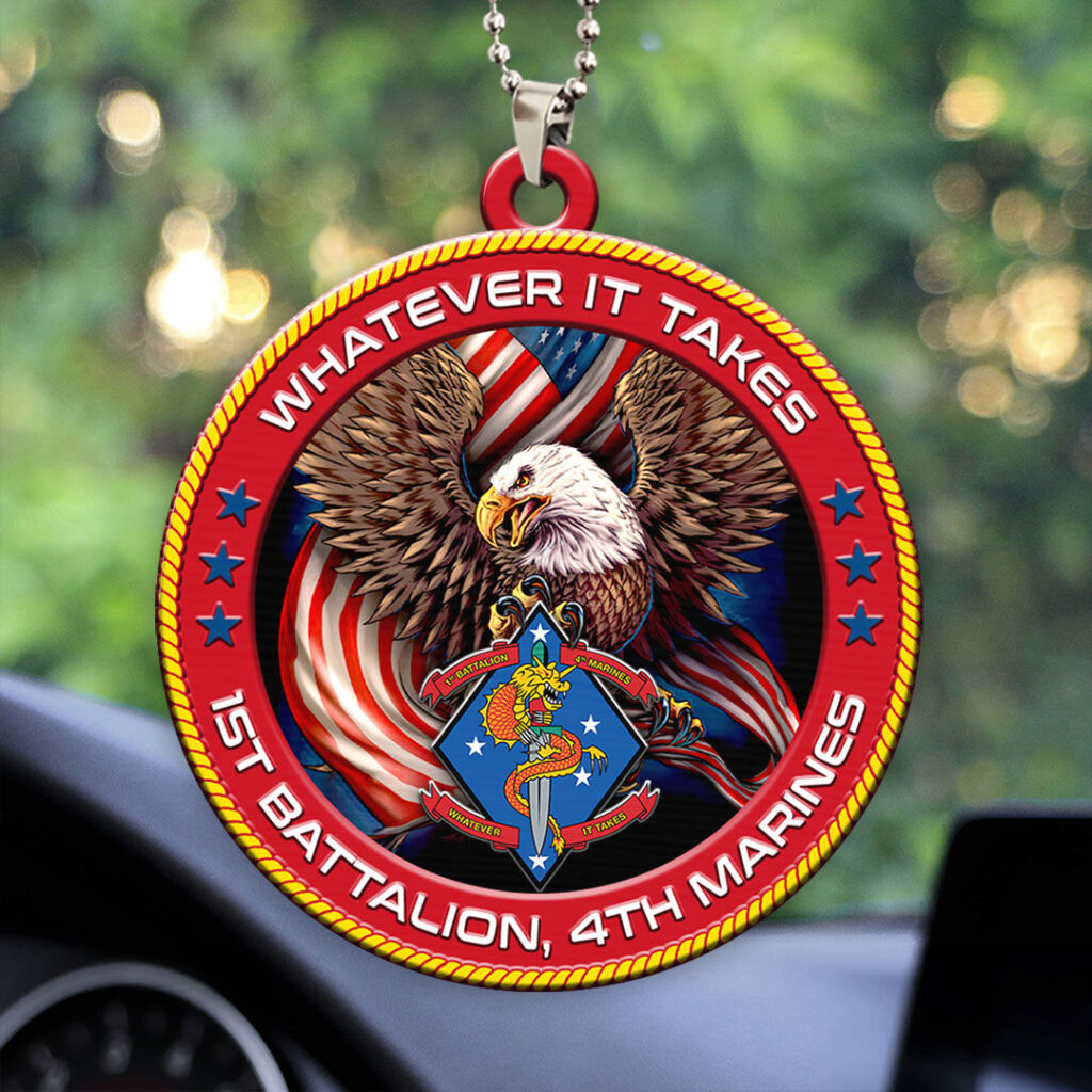 Eagle 1st Battalion 4th Marines Car Ornament Car Hanging Decor Gifts For Veteran Dad