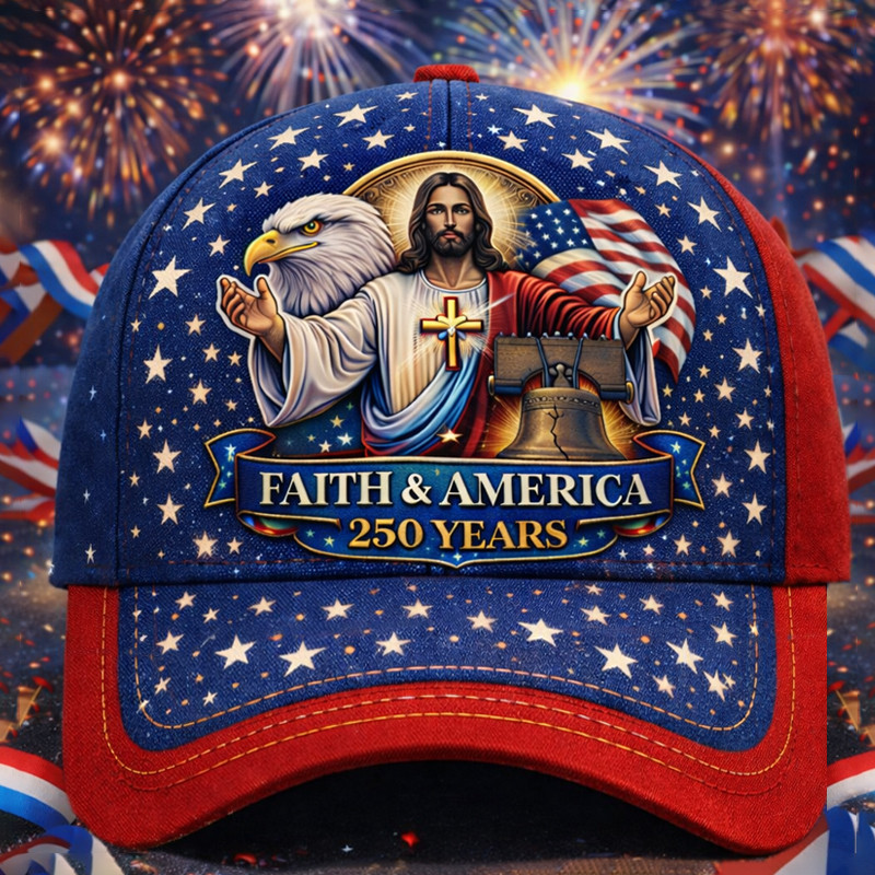 Eagle 250 Years Faith And America Jesus Hat Fourth Of July Baseball Cap Best Gift For Christians