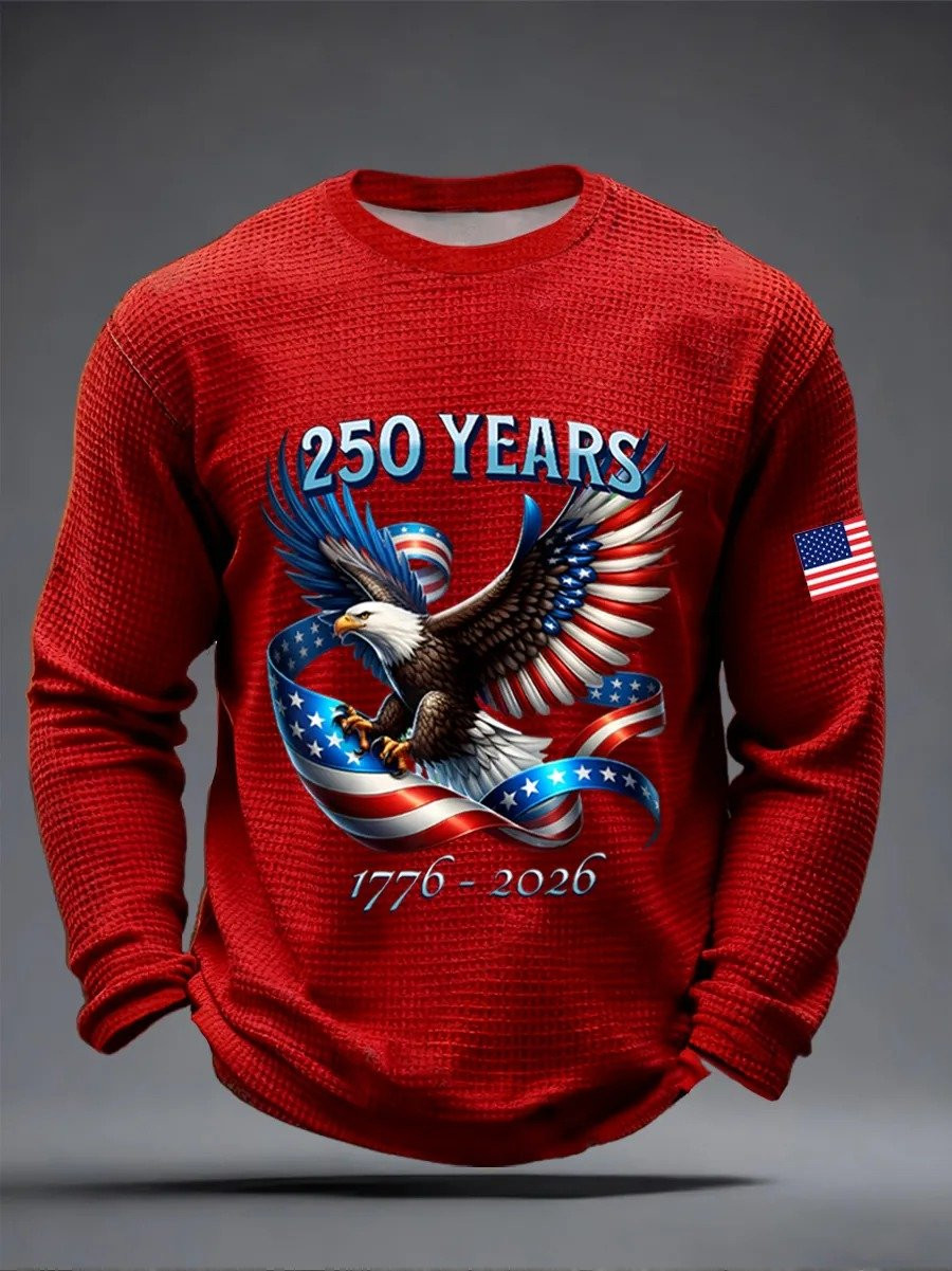 Eagle 250 Years Of America 1776 2026 Long Sleeve T-Shirt Patriot Shirts For Men