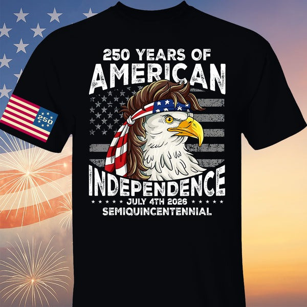Eagle 250 Years Of American T-Shirt USA July 4th Anniversary Tee Semiquincentennial Gifts