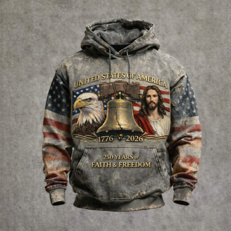 Eagle 250 Years Of Faith And Freedom Hoodie Jesus Apparel Patriotic Gift For Christians