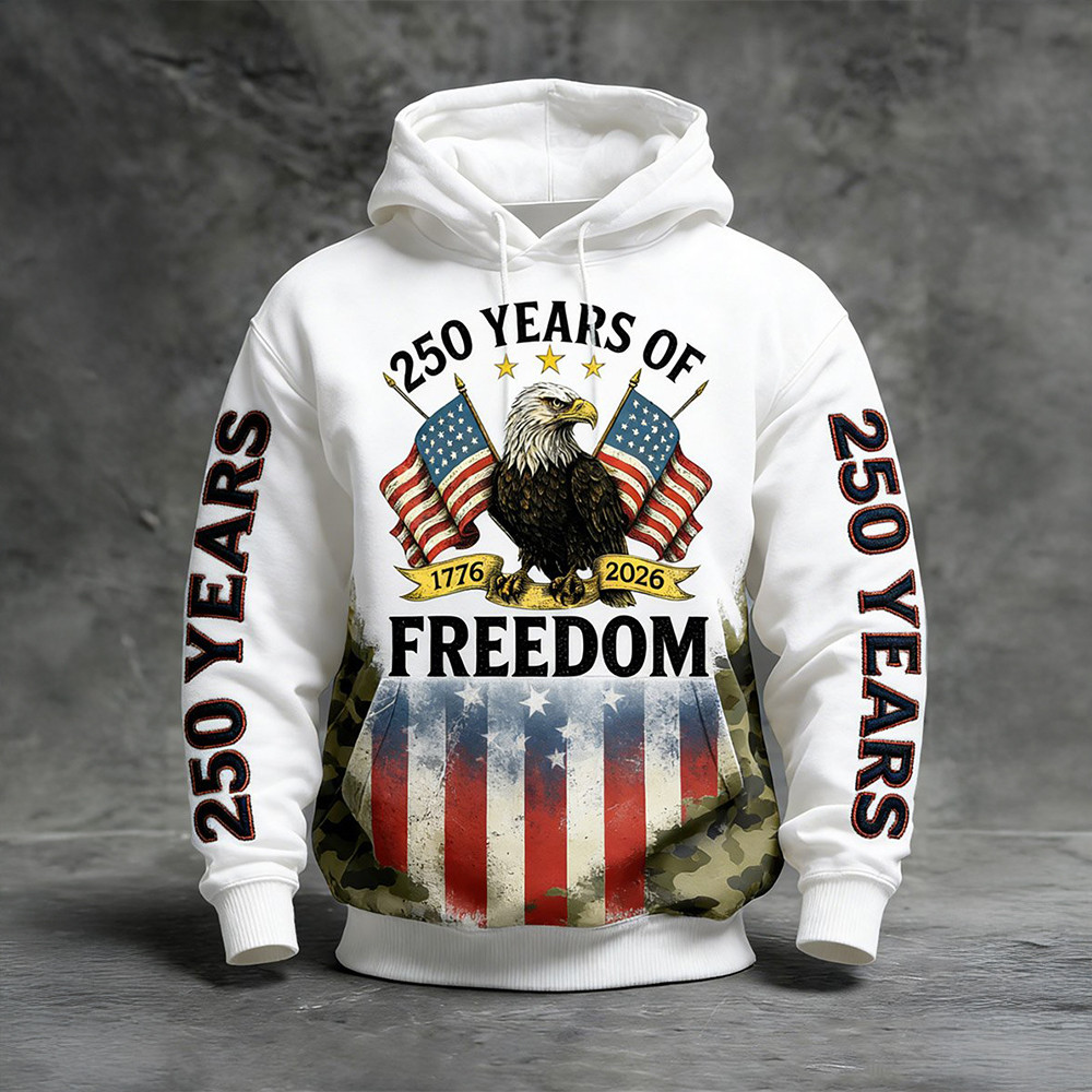 Eagle 250 Years Of Freedom 1776 2026 Hoodie Independence Day 2026 Apparel 4th Of July Merch
