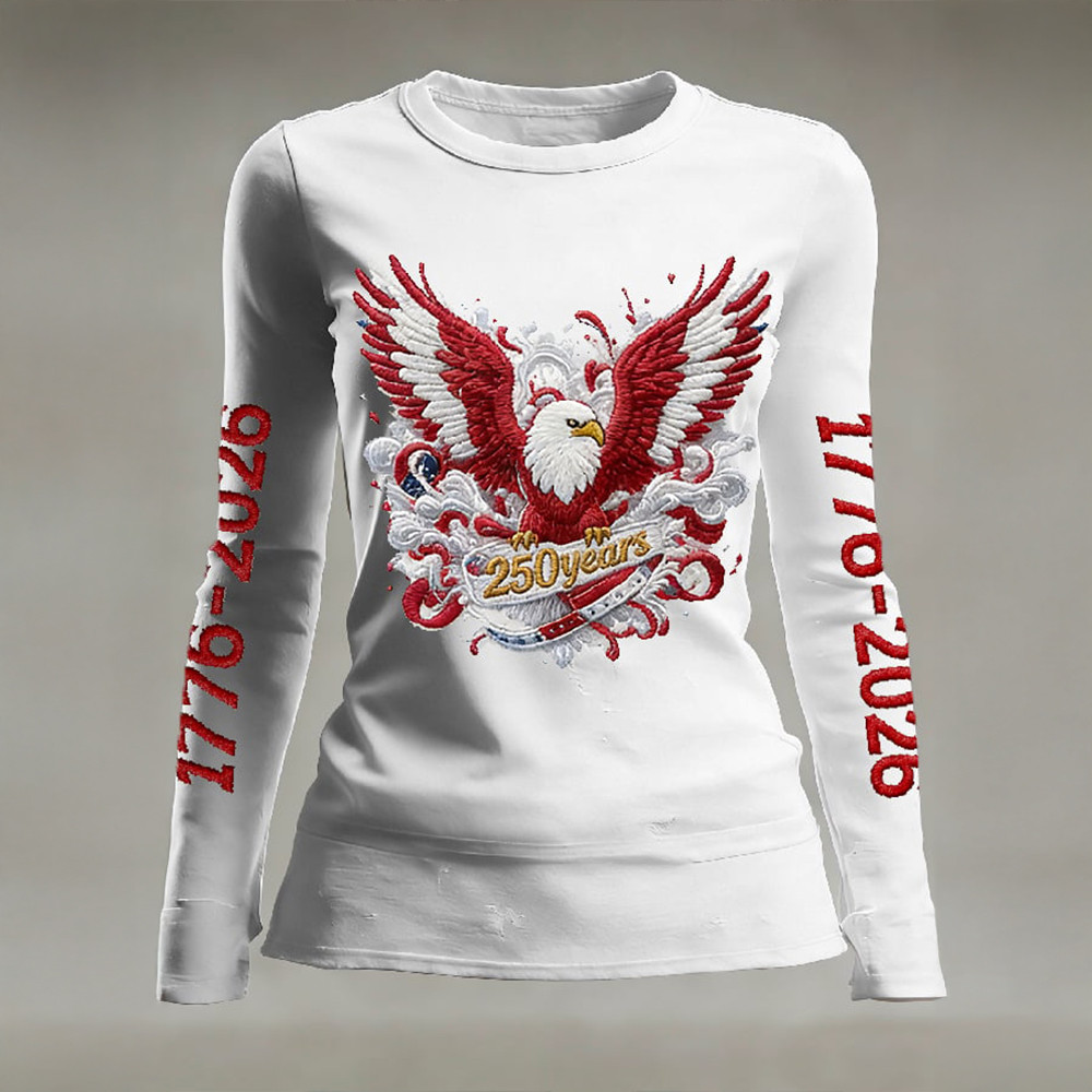 Eagle 250 Years Of Freedom 1776 2026 Long Sleeve Shirt Freedom Merch Patriotic Gift For Her