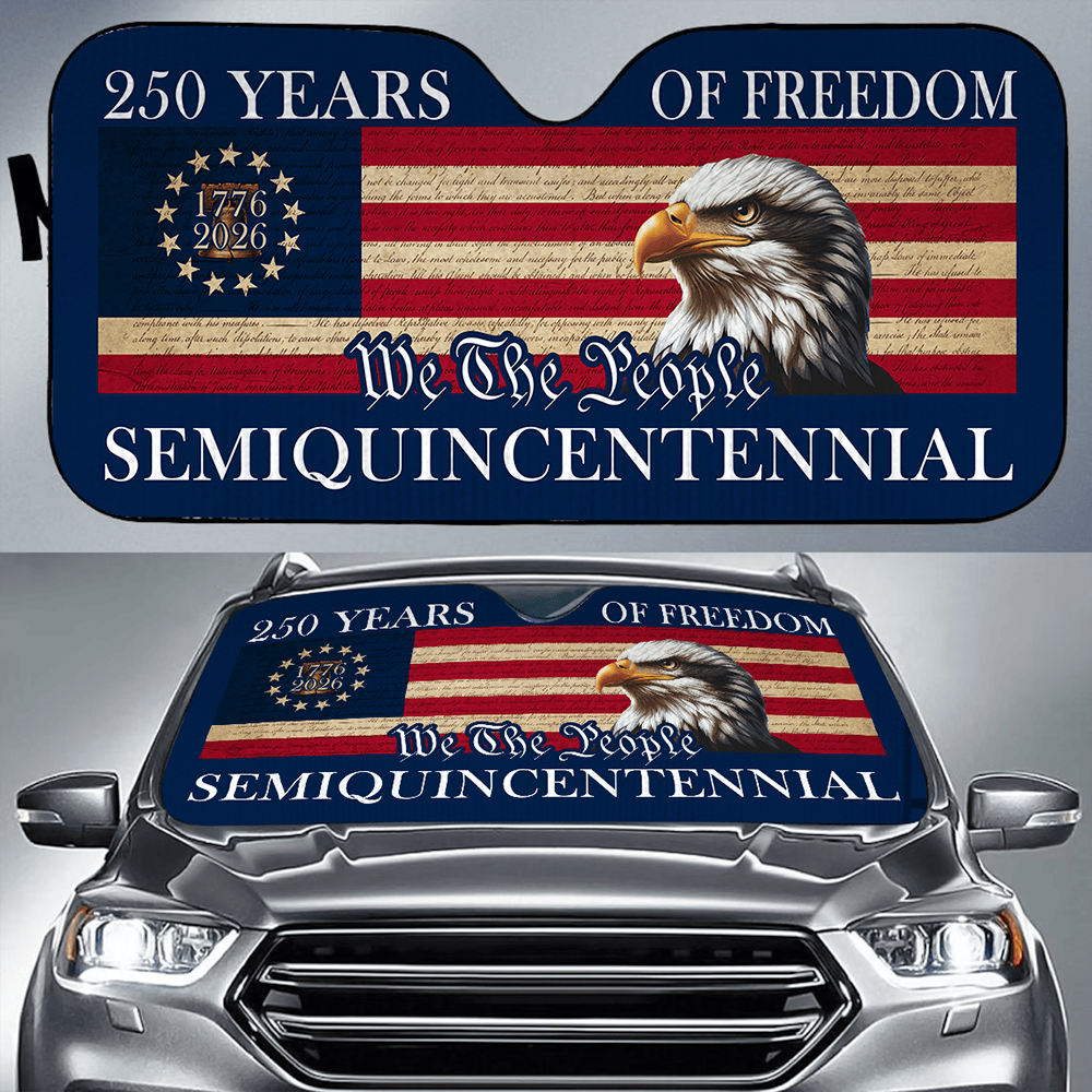Eagle 250 Years Of Freedom USA Flag Semiquincentennial Car Sun Shade America's Birthday Sticker