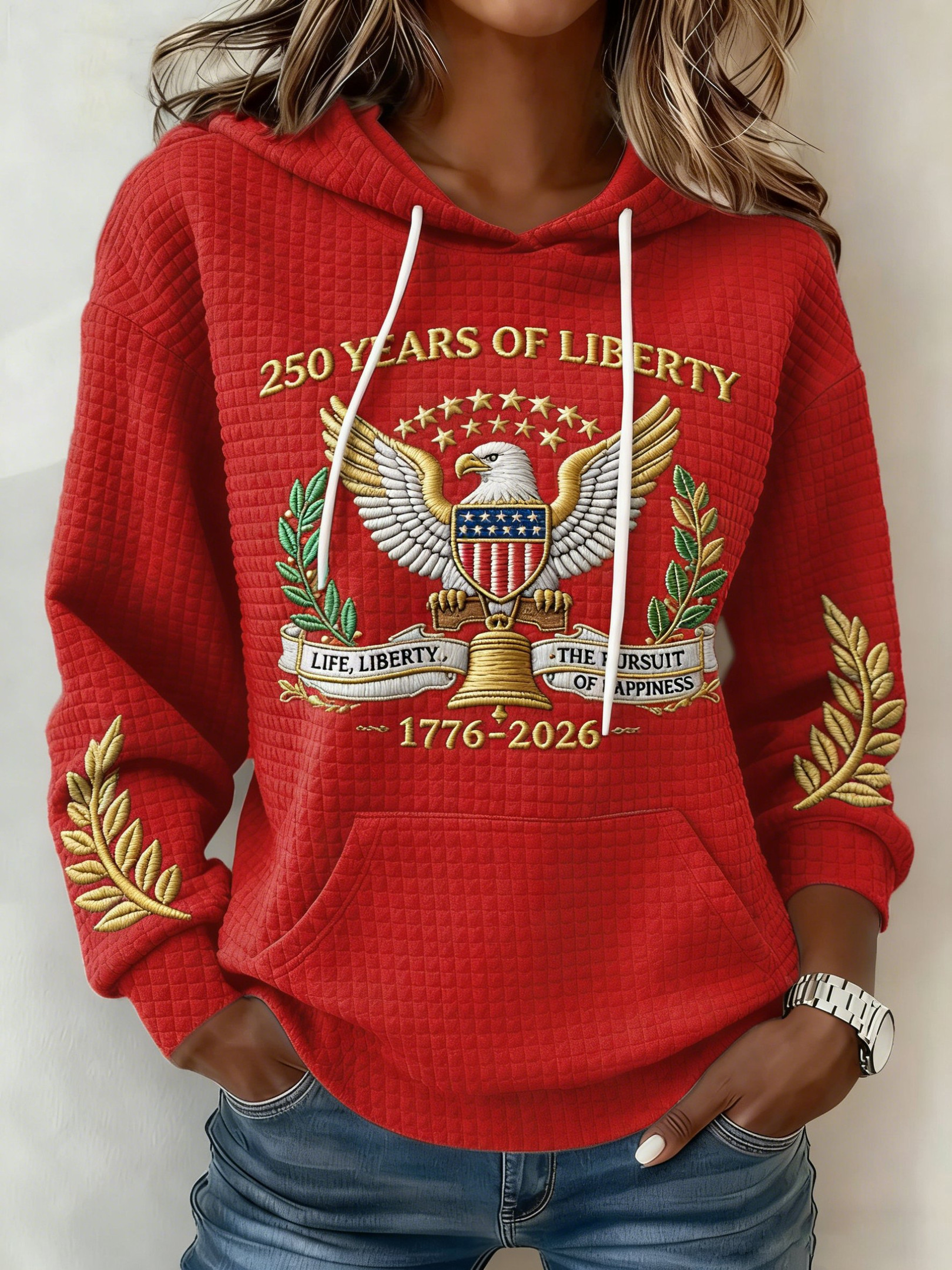 Eagle 250 Years Of Liberty 1776 2026 Hoodie Independence Day Apparel Freedom Merch