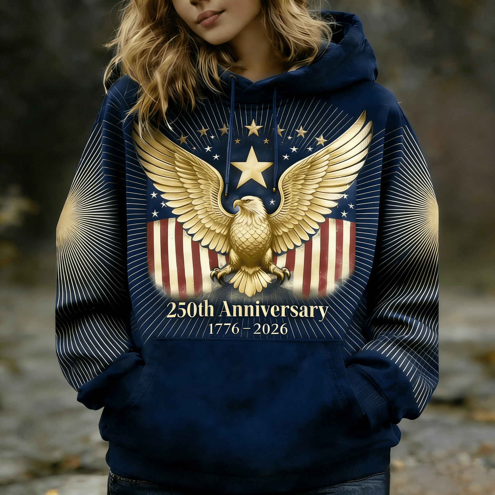 Eagle 250th Anniversary 1776 2026 Hoodie America's 250th Birthday Merch Patriotic Present For Her