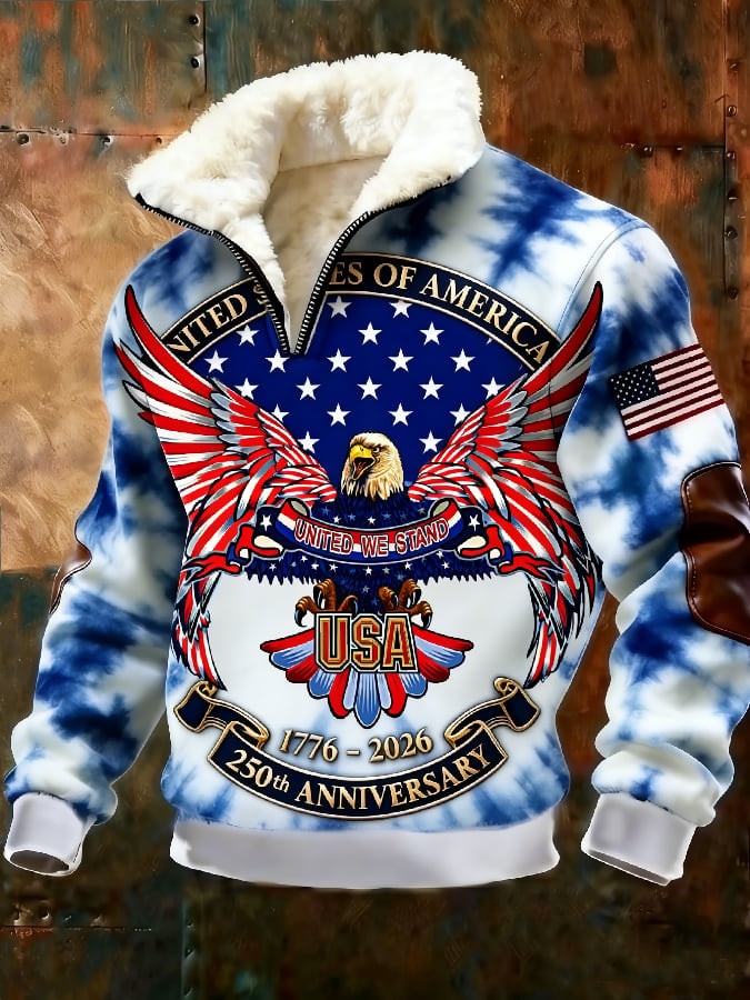 Eagle 250th Anniversary 1776 2026 Stand Up Collar Sweater We The People Clothing Gift
