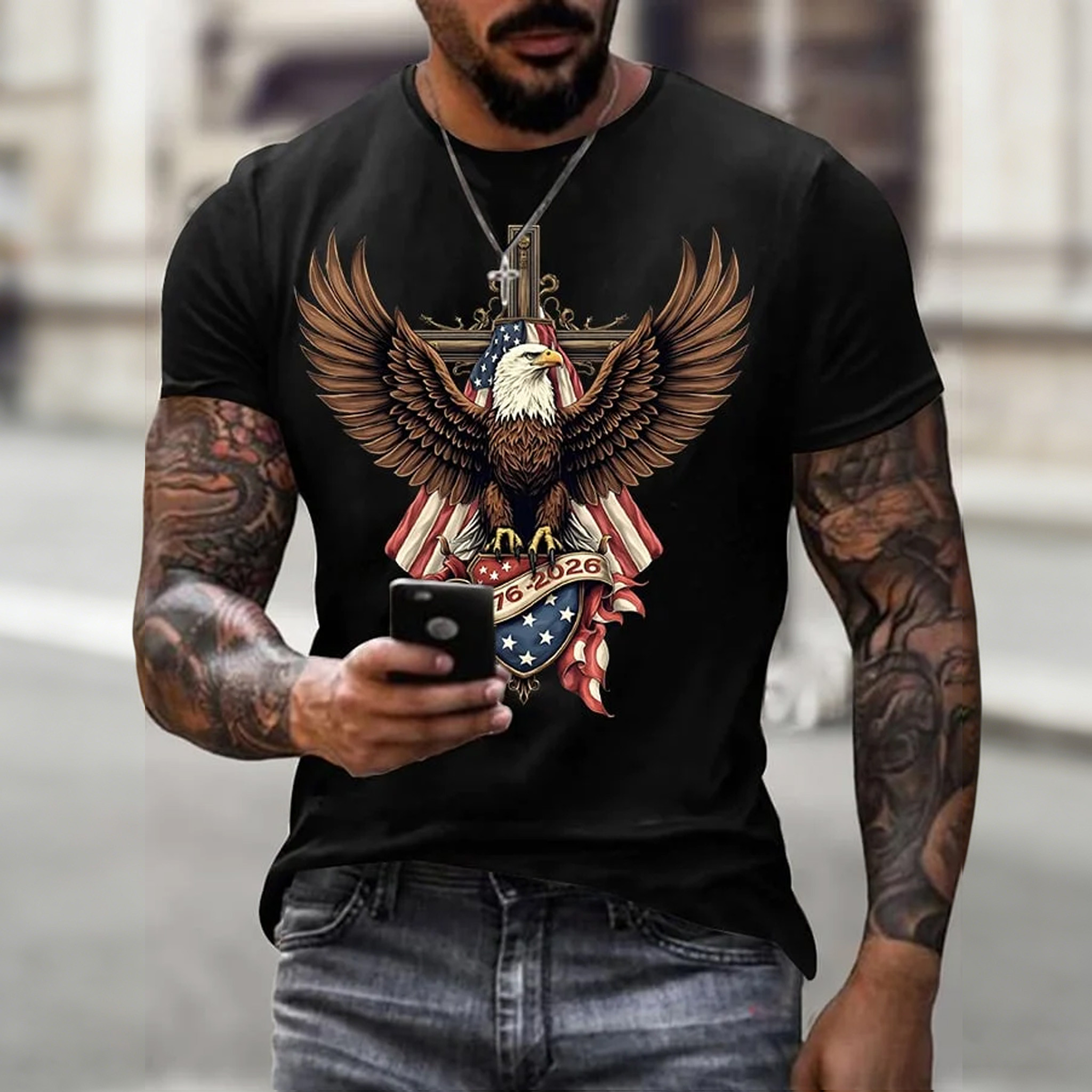 Eagle 250th Anniversary Of America 1776 2026 T-Shirt Patriotic Clothes Unique Gift For Boyfriend