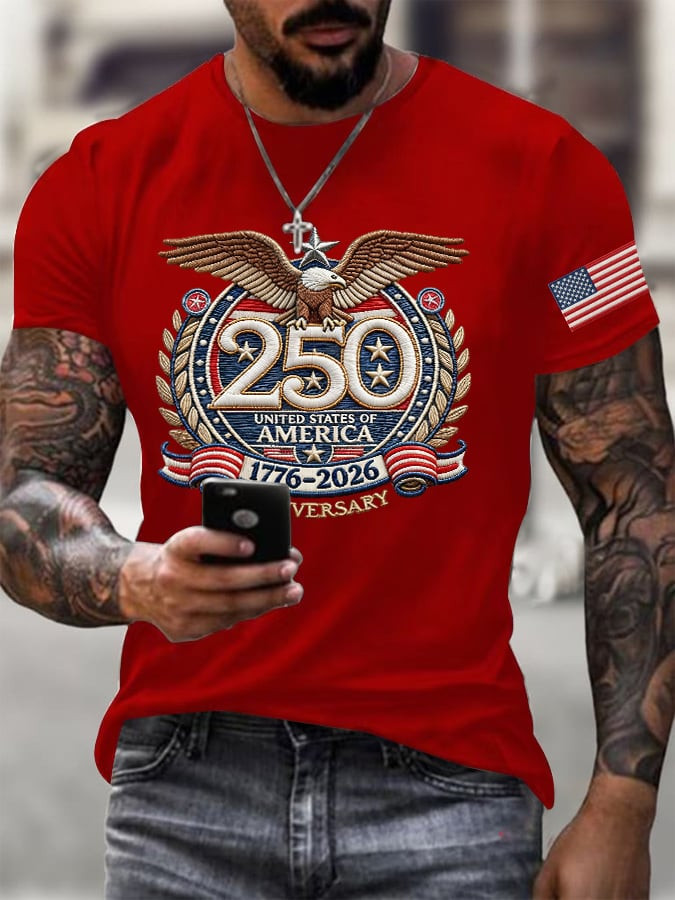 Eagle 250th Anniversary Of America Shirt USA Flag Men's Patriotic T-Shirts 4Th Of July Apparel