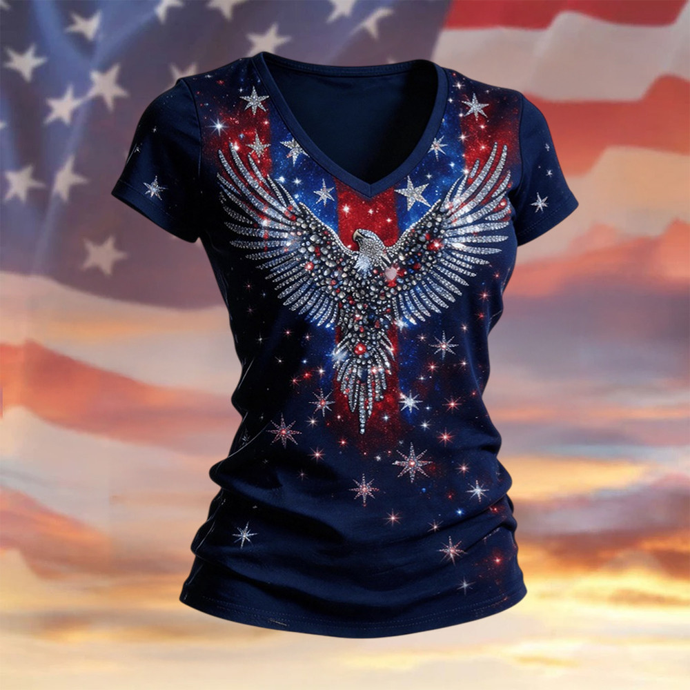 Eagle 250th Anniversary Of America V-Neck Shirt Patriotic Apparel 4th Of July Present
