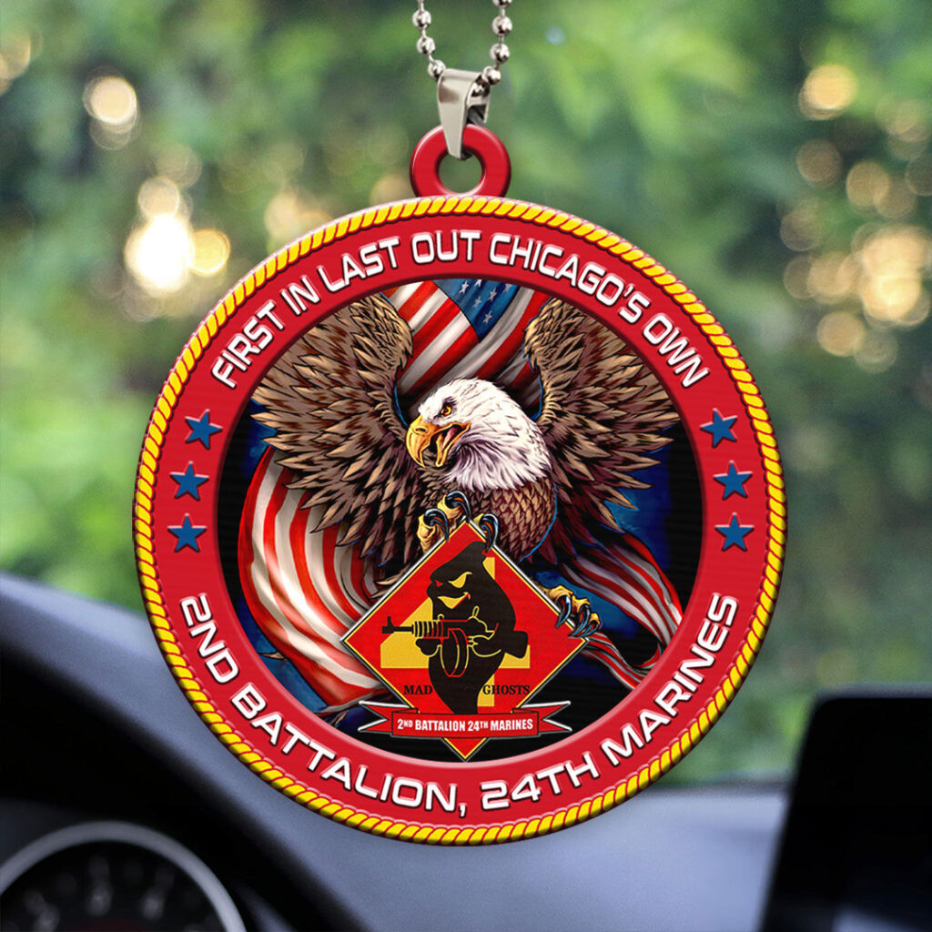 Eagle 2nd Battalion 24th Marines Car Ornament First In Last Our Chicago's Own Car Hanging Decor