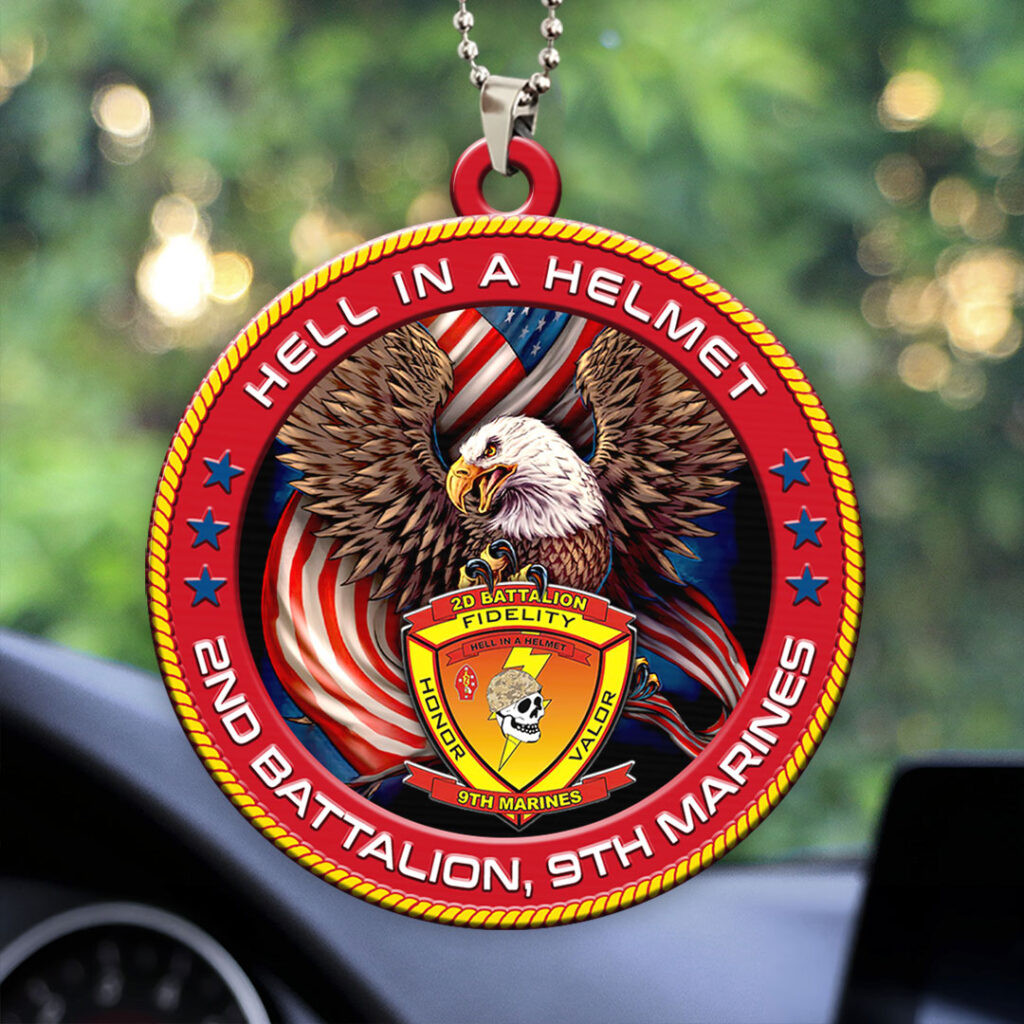 Eagle 2nd Battalion 9th Marines Car Ornament Hell In A Helmet Car Hanging Decor