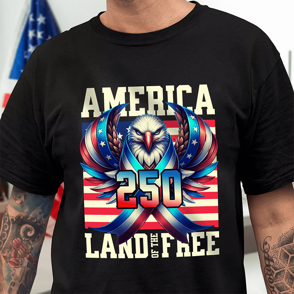 Eagle America 250 Land Of Free T-Shirt American Patriot Clothes Patriotic Men Gifts