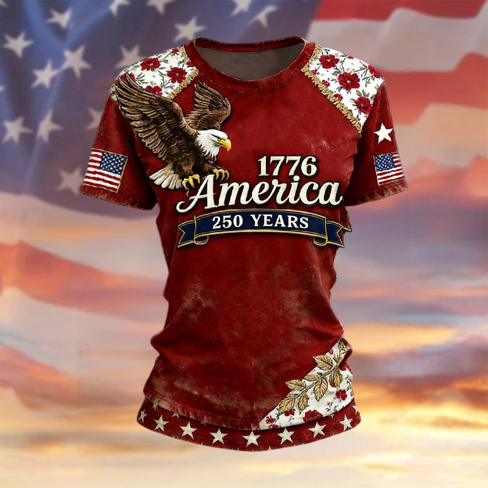 Eagle America 250 Years 1776 2026 T-Shirt Independence Day 2026 Shirt Present For Her