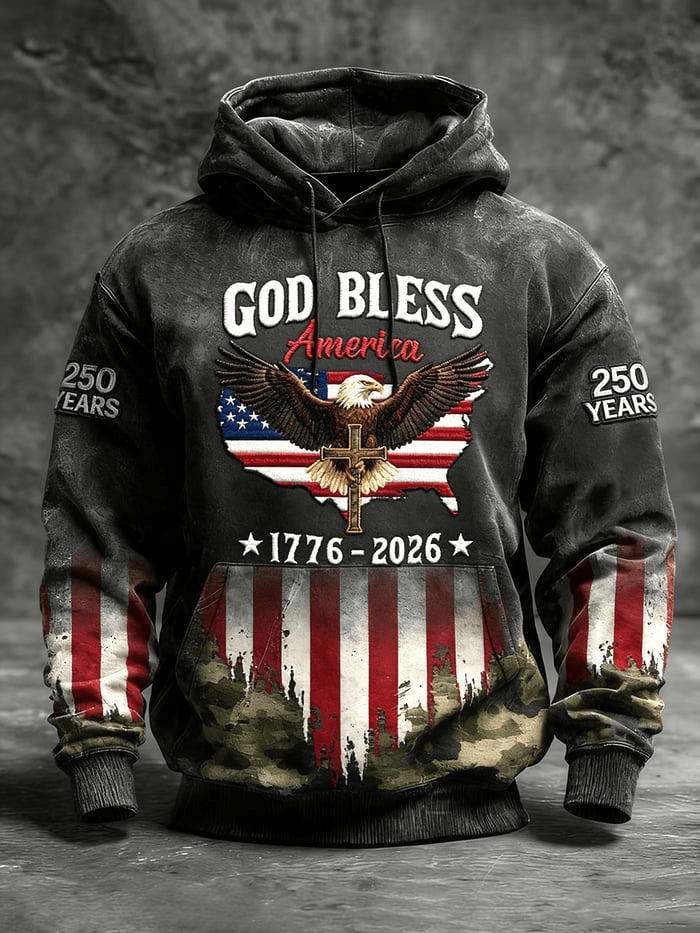 Eagle America 250 Years Anniversary Hoodie God Bless America 1776 2026 Merch Patriotic Gifts